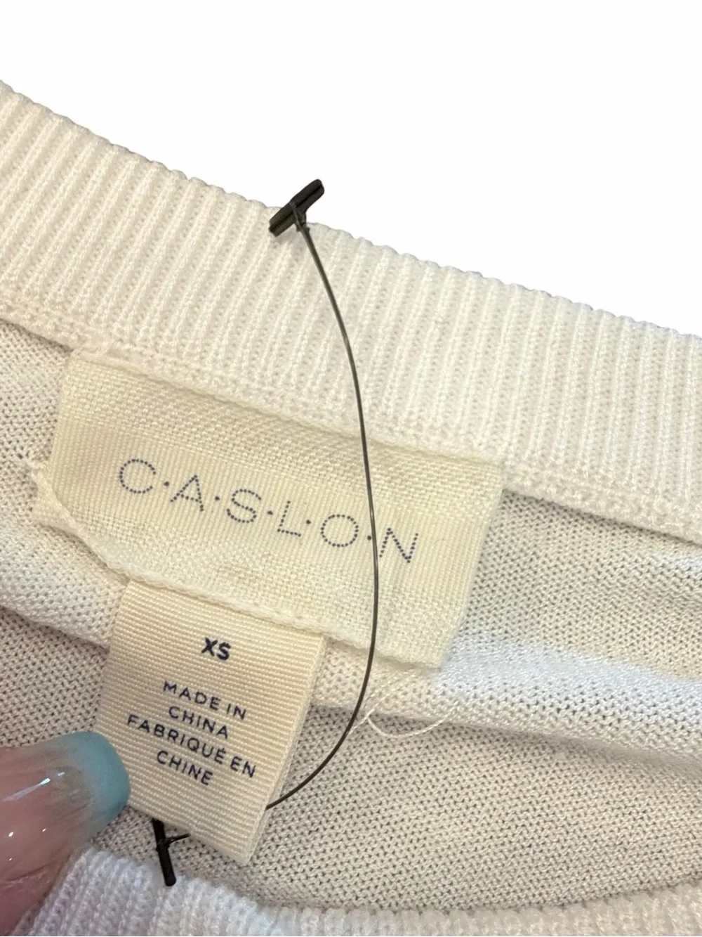CASLON Button Up Sweater White Women Size XS Granny Core Business Casual Stain